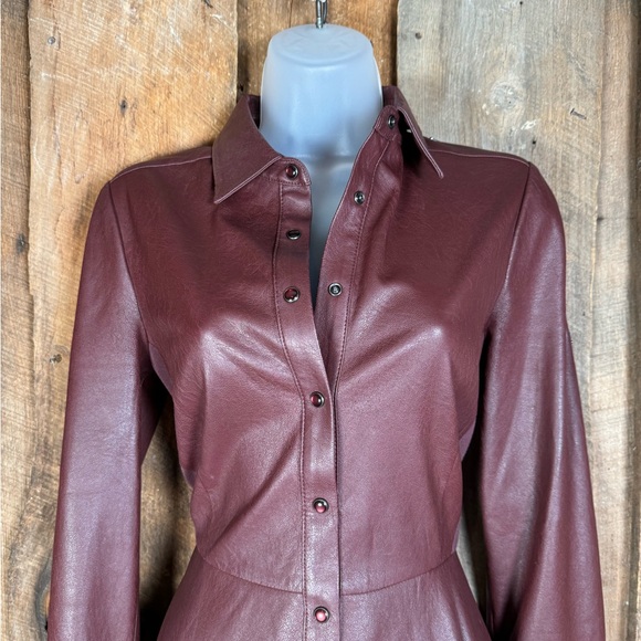 BCBG MaxAzria Brown Faux Leather Dress - Size XX-Small - Picture 2 of 13